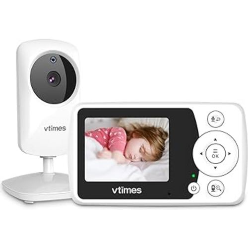 Baby Monitor with Camera and Audio, Video Baby Monitor No WiFi Night Vision, 2.4" LCD Screen Portable Baby Camera VOX Mode Pan-Tilt-Zoom Alarm and 1000ft Range, Ideal for Baby/Elderly/Pet