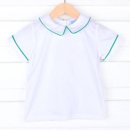 White Short Sleeve Undershirt With Color Trim