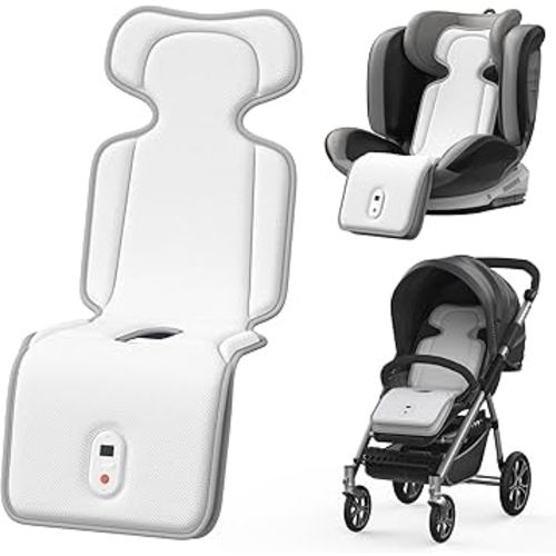 Baby Stroller Cooling Pad with 2 Built-in Blower Up to 10H MAX 10000 mAh Rechargeable 3 Speed Adjustable Car Seat Liner Cooling Cushion for Toddler Outdoors Summer Baby Essentials
