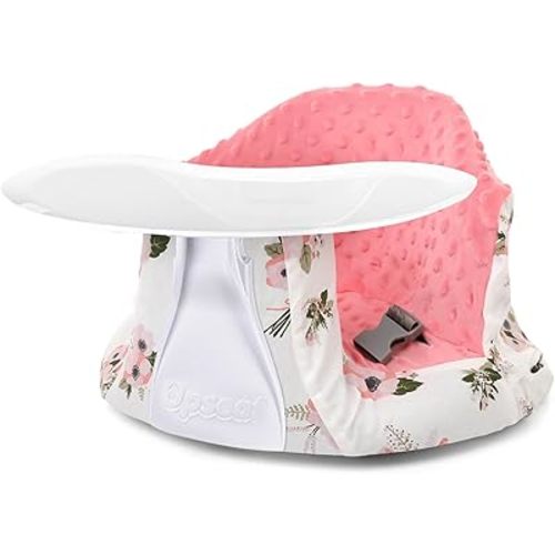 Seat Cover Compatible with Upseat Seat, Removable Breathable and Soft Anti-Slip Baby Upseat Floor Seat Cover for Boys and Girls (Pink Flowers)