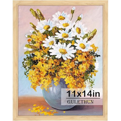GULETHUN 11x14 Picture Frame, Natural Wood Poster Frame, Home Decor Natural Gallery Frames, Horizontal or Vertical Format, Sturdy, Plexiglass, Large Wall Decor, for Photos, Artworks, Posters