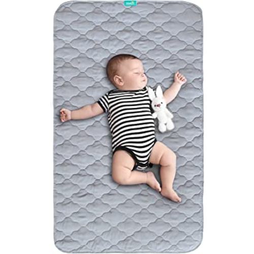 Waterproof Crib Mattress Protector Pad Cover 28" x 52", Anti Slip & Absorbent Waterproof Bed Pads for Standard Crib/Toddler Bed Quilted Machine Washable (Quilted Improved Thickness) Grey