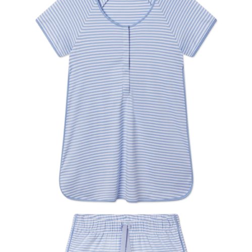 LAKE | Women | Pima Cotton Pajamas | Hydrangea Maternity Shorts Set | size small