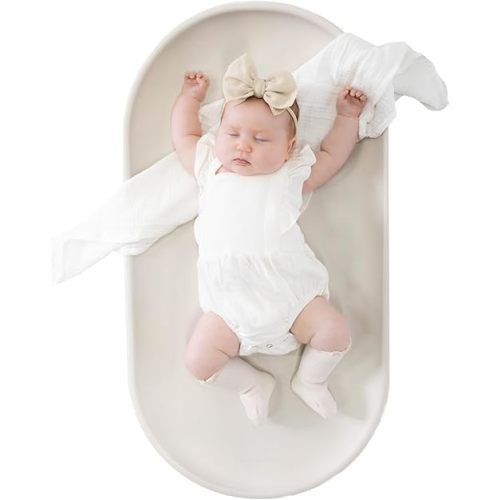 Toddlekind Premium Foam Changing Pad – Hygienic, BPA-Free, Water-Resistant, and Easy to Clean – Soft, Skin-Like PU Foam Mat with Ergonomic Design – Fits Standard Changing Tables (31.5"x16.9"), Beige