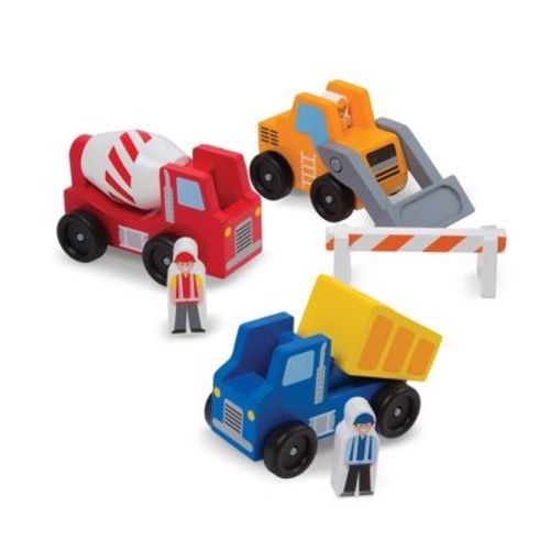 Melissa & Doug Construction Vehicle Wooden Play Set (8pc): Fine Motor Skills, Realistic Functions, Functional Parts