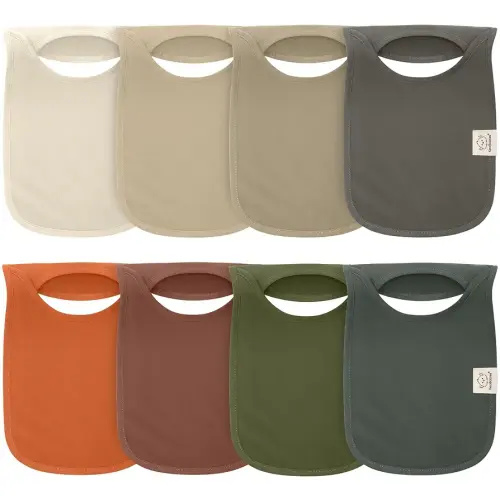KeaBabies 8-Pack Baby Bibs for Boys, Girls - Pullover Bibs for Drooling Teething Baby Girl & Boy Toddler, Newborn, Soft & Absorbent, Cute Colors, Large Torso Coverage Keep Infant Clean & Dry (Brick)