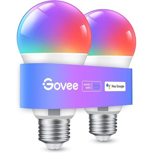 Govee Smart Light Bulbs, WiFi & Bluetooth Color Changing Light Bulbs, Music Sync, 16 Million DIY Colors RGBWW Color Lights Bulb, Work with Alexa, Google Assistant Home App, 800 Lumen, 2 Pack