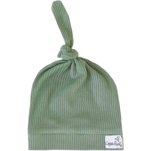 Copper Pearl Baby Beanie Hat Top Knot Stretchy Soft Clover