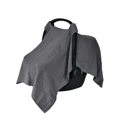 Car Seat Cover Baby - Organic Cotton - Carseat Covers Baby - Carseat Cover - Car Seat Canopy - Carseat Canopy - 100% Muslin Cotton, 43" x 32" (Soft Grey)