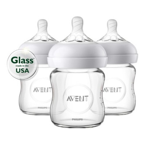 Philips Avent Natural Glass Baby Bottle - 4oz - 3pk