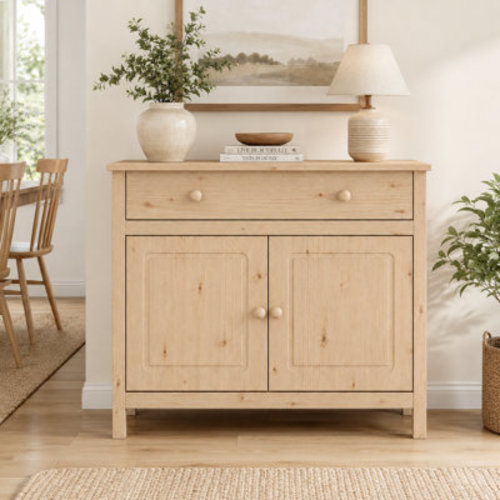 Gracie Oaks Pine Wood Sideboard & Buffet: 43.89" Wide with 2 Doors and 1 Drawer - Enhance Your Space & Reviews | Wayfair