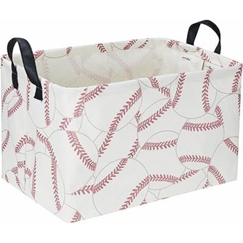 Rectangular Baseball Basket, Sport Basket for Kids,Kids Basket, Boys Storage bins with Handles.Clothers,Toys,Books,Kid's Gifts Storage. (Baseball)