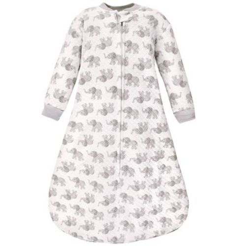 Hudson Baby Unisex Baby Premium Quilted Long Sleeve Sleeping Bag and Wearable Blanket, Gray Elephant