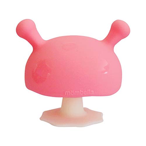 Mombella Mimi The Mushroom Soothing teether for Breast Feeding Baby who Does not take Pacifiers/Premature Baby who has weak jaw movement/0-6month with Sucking Needs, Pink