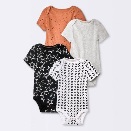 Baby 4pk Short Sleeve Bodysuit - Cloud Island™ Black, Size: Newborn