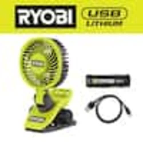 RYOBI USB Lithium Clamp Fan Kit with 2.0 Ah USB Lithium Battery and Charging Cable FVF51K