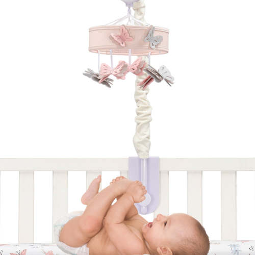 Lambs & Ivy Baby Blooms Pink Butterfly Musical Baby Crib Mobile Soothe — buybuy BABY