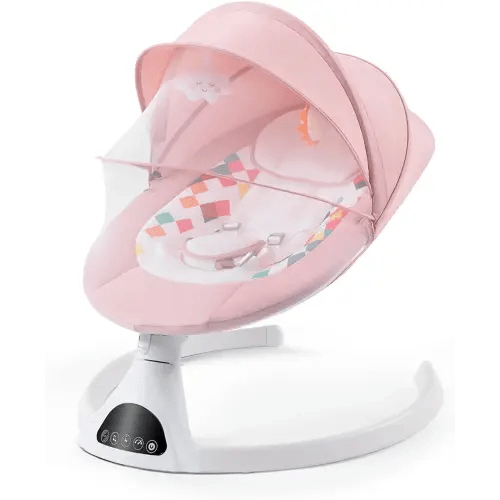 Baby Swing for Infants, Electric Portable Swings for Babies, Bluetooth Touch Screen/Remote Control Timing Function 5 Swing Speeds Baby Rocker Chair with Music 5 Point Harness (Pink2)