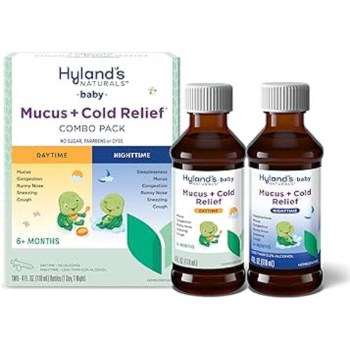 Hyland's Baby Mucus and Cold Relief, Day and Night Value Pack, Infant And Baby Cold Medicine, Decongestant And Cough Relief, 8 Fl Oz