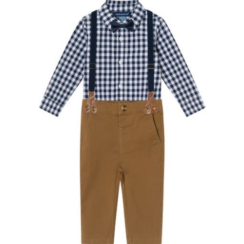 Button-Up Shirt, Suspenders, Pants & Bow Tie Set, 6-9M