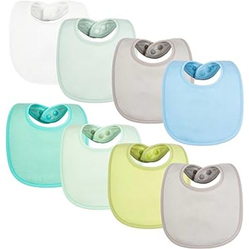 Tiny Twinkle 8 Pack Baby Food Bibs for Eating - Waterproof & Absorbent 6-12 Months Infant Bibs, OEKO-TEX Certified Drooling Bibs for Baby Led Weaning(Boy Pastel 8-Pack)