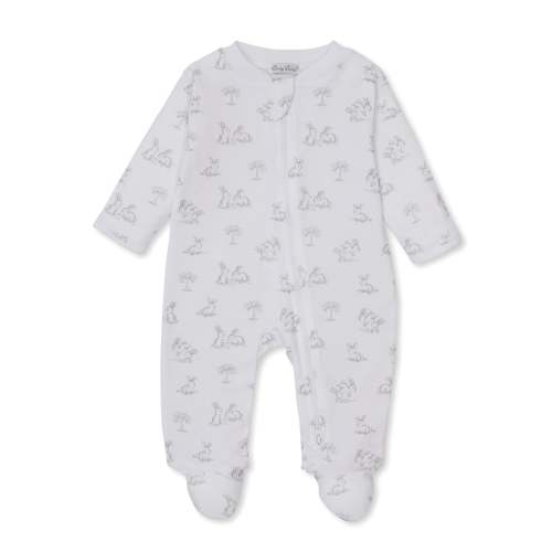 Springtime Bunny Fun Silver Zip Footie