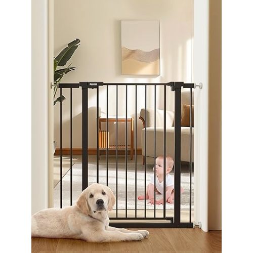 36" Extra Tall Baby Gate for Stairs, 29.5-40.5" Wide Dog Gate for Doorways, Walk Thru Auto Close Metal Pet Gate for The House, Stairs and Doorways, Child Gate Pressure Mounted Dog Gate Indoor - Black