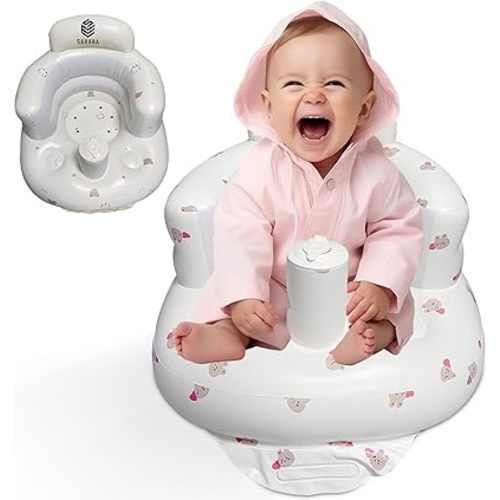 Inflatable Baby Seat for Babies 3-36 Months – Blow Up Baby Chair with Built-in Air Pump – Portable Baby Seat for Sitting Up and Play – Durable Inflatable Infant Chair (Rabbit)