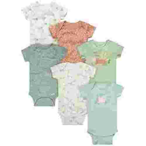 Gerber Baby Neutral 6-Pack Short Sleeve Bodysuits, Cotton, Sizes Newborn-18 Months