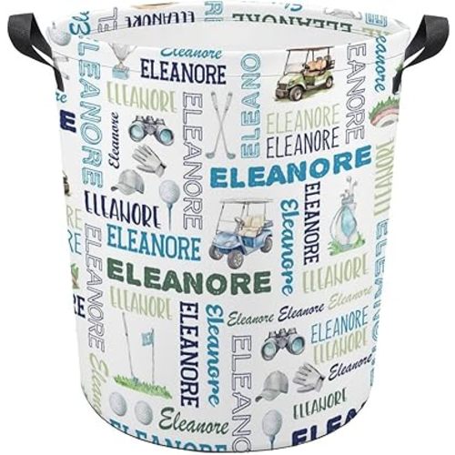 Golf Ball Laundry Basket,Custom Laundry Hamper with Name,Personalized Golf Ball Gifts for Boys Girls,Customize Collapsible Laundry Basket for Bedroom Bathroom,M-19.5"X 15.7"