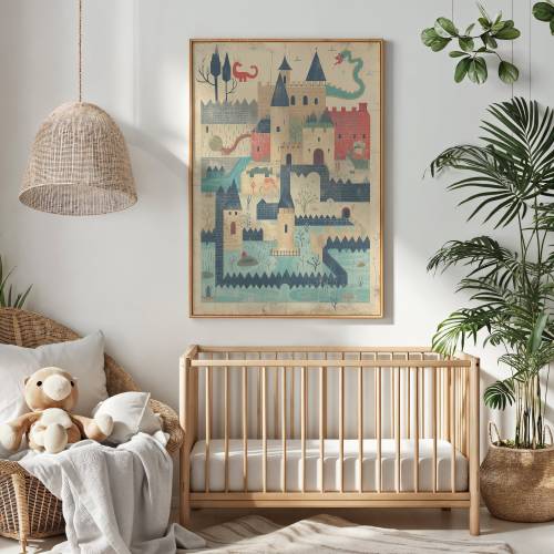 Castle Fantasy Art Print ~ Nursery Wall Art ~ Whimsical Kids Castle Poster ~ Printable Instant Downloadable ~ Fairytale Kids Decor