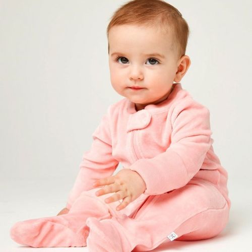 Organic Cotton Velour Sleep & Play Pink Newborn