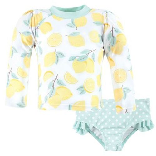 Hudson Baby Girls Swim Rashguard Set, Mint Lemons, 12-18 Months