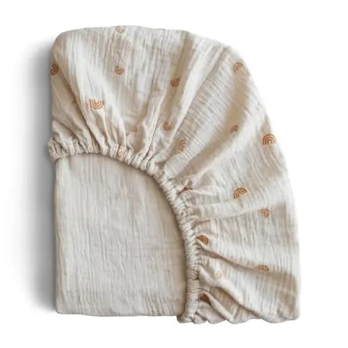 Mushie extra soft muslin fitted crib sheet - Rainbow