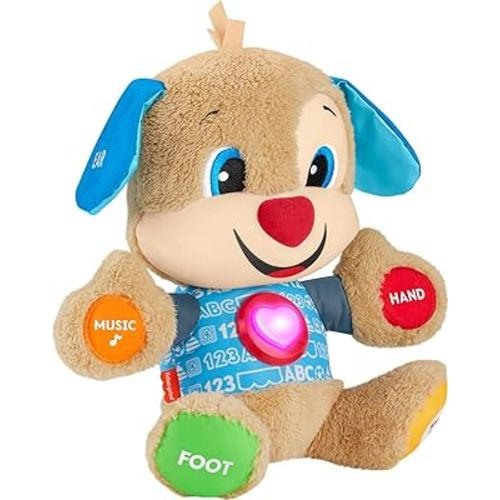 Fisher-Price Laugh & Learn Baby Learning Toy, Smart Stages Puppy, Plush with Lights Music and Educational Content for Ages 6M+