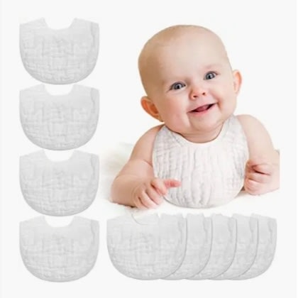 10 Pieces Muslin Adjustable Baby Bandana Drool Bibs for Drooling Baby