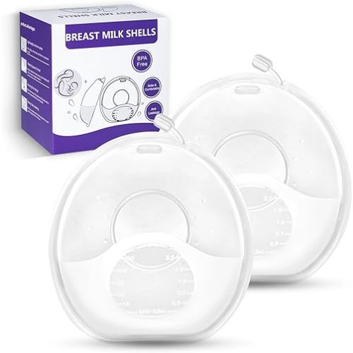 Breast Milk Collector, Milk Collectors for Breastfeeding, Reusable Breast Milk Shells, Catcher Protect Sore Nipples for Breastfeeding,Made from BPA-Free,Food-Safe Silicone(2oz,2 Counts)
