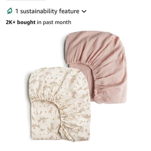 Konssy Muslin Crib Sheets for Girl Boy, 2 PCS Soft and Breathable Cotton Baby Sheets for Standard Crib Mattress, 52"x 28" (Floral, Pink)