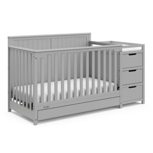 Graco Hadley 5-in-1 Convertible Crib and Changer with Drawer Pebble Gray