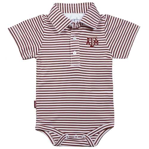 Infant Garb Maroon/White Texas A&M Aggies Carson Striped Short Sleeve Bodysuit