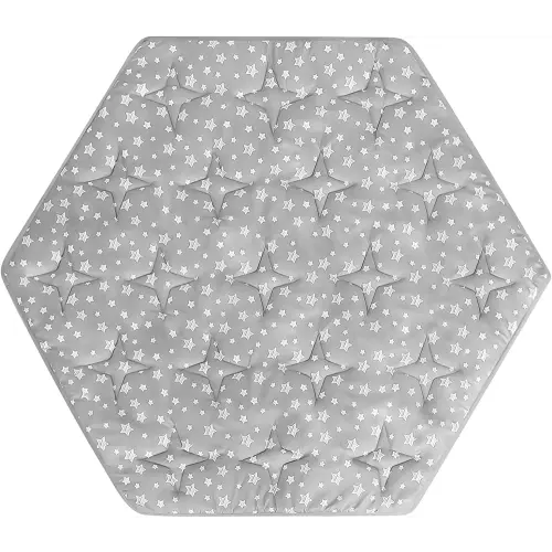 Hexagon Playpen Mat Compatible with POP 'N GO Baby Playpen, 59 Inch Hexagon Mattress Pad, Non Slip and Cushion Play Mat Grey with Star Print