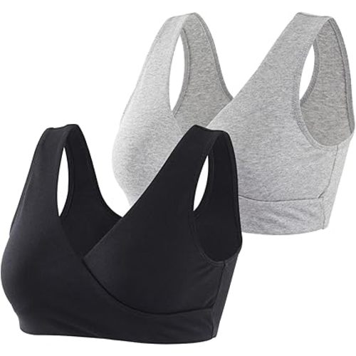 Women's Cotton Wireless Sleep Bra for Nursing and Maternity