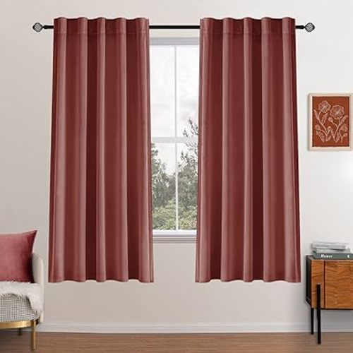 MIULEE Velvet Curtains 63 inch Length 2 Panels - Luxury Blackout Curtains for Bedroom Living Room Thermal Insulated Super Soft Window Drapes Rod Pocket & Back Tab, Dusty Rose Pink