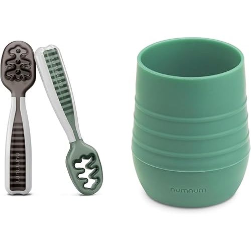 Bundle of 2!!! NumNum Baby Spoons for Kids Aged 6+ Months - First Stage, Baby Led Weaning (BLW) + NumNum Cup for Ages 4+ months - 2oz Non-Slip