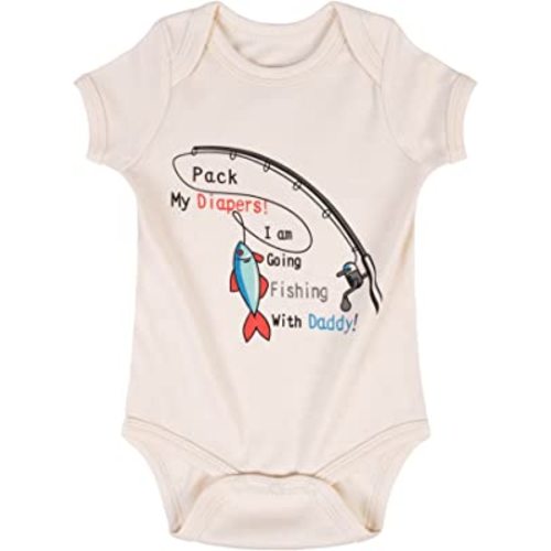 Fishing Baby Onesie - Pack My Diapers & Daddys New Fishing Buddy Father's Day & Birthday Gift for Newborns