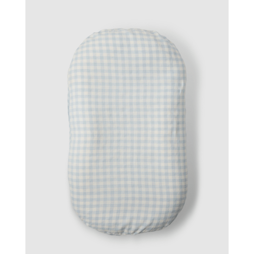 Linen Social Baby Lounger | Soft Blue Gingham