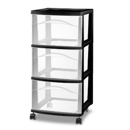 3 Drawer Medium Cart Black - Brightroom™: Plastic Storage Drawers With Casters, Portable Utility Storage, No Assembly Required
