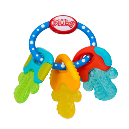 Nuby Ice Gel Teether Keys - Silicone Soothing Baby Teether Toys for Infants - Gentle for Sore Gums Colorful and Fun Toys - Safe and Durable Infant Baby Teething Toy - Blue