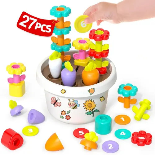 Toys for 1 Year Old Girl Birthday Gift - 2 Year Old Girl Birthday Gift Montessori Flower Toys for Toddler 1-3 Baby Toys 12-18 Months, 1 Year Old Girl Toys Baby Girl Gifts
