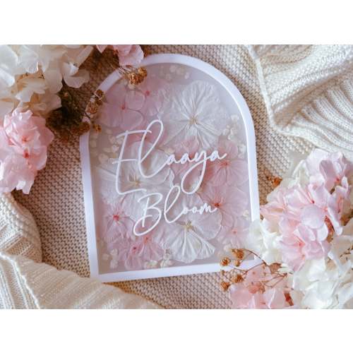 Pressed floral arch design announcement